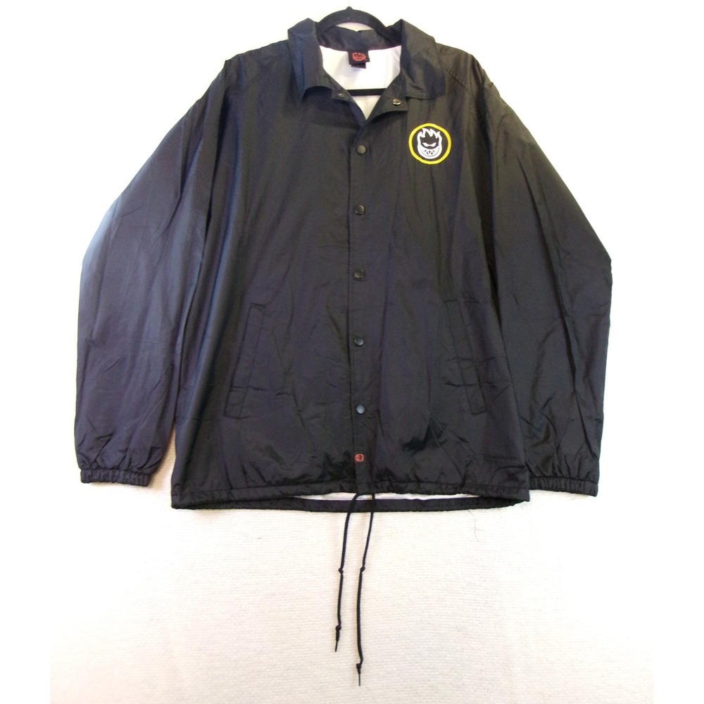 Spitfire Mens Large Coach Jacket Black Bighead The End‎ Swirl Graphic Skate NBBE